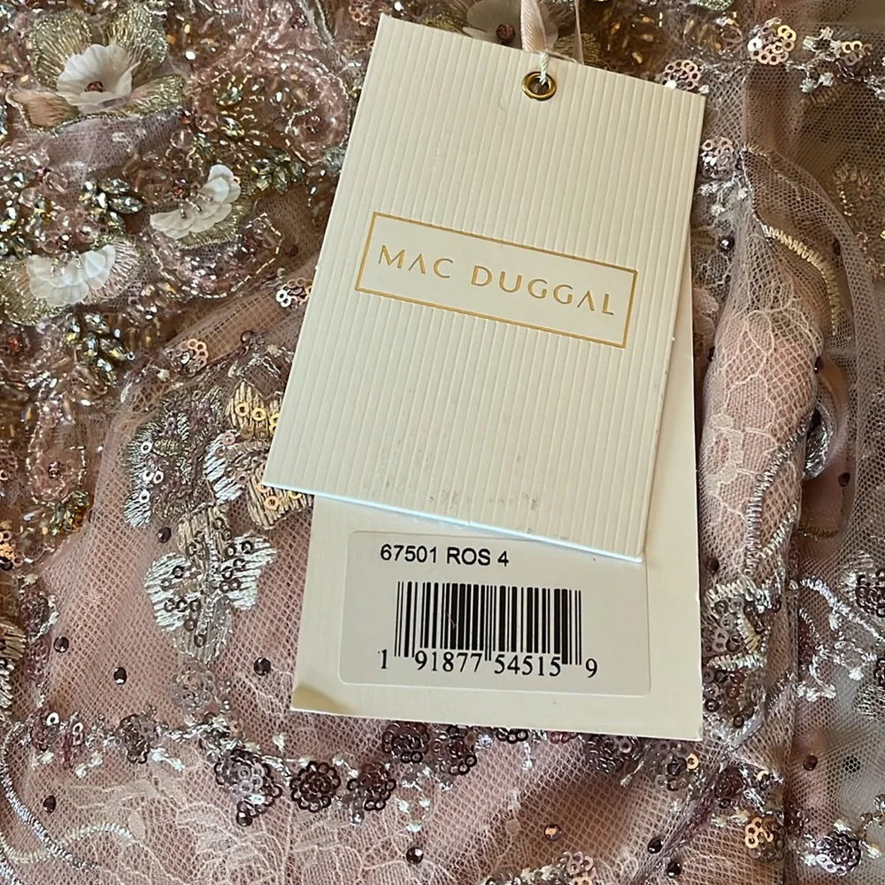 Mac Duggal NWT Rose LS Beaded Floral Dress size 4 #67501 - Picture 12 of 12